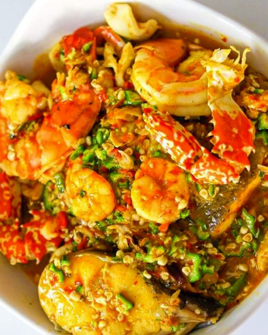 Nigerian Food Seafood Okro Soup Vegetable Okro Soup Nigeria Soup Seafood Soup Calabar Chef Native Soup naija home food Lagos personal chef Ama Cuisine Ecstasy Foods
