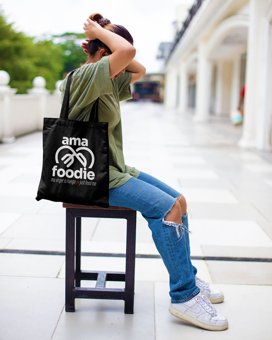 ama foodie tote bag branded naija home food mesh lagos printing
