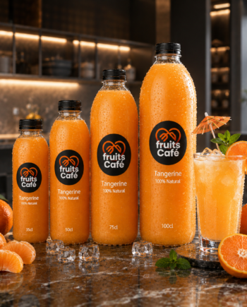 Experience the zesty sweetness of 100% pure Tangerine Juice from Fruits Café Lagos. Cold-pressed, never from concentrate, and rich in Vitamin C. Fresh delivery in Lagos!