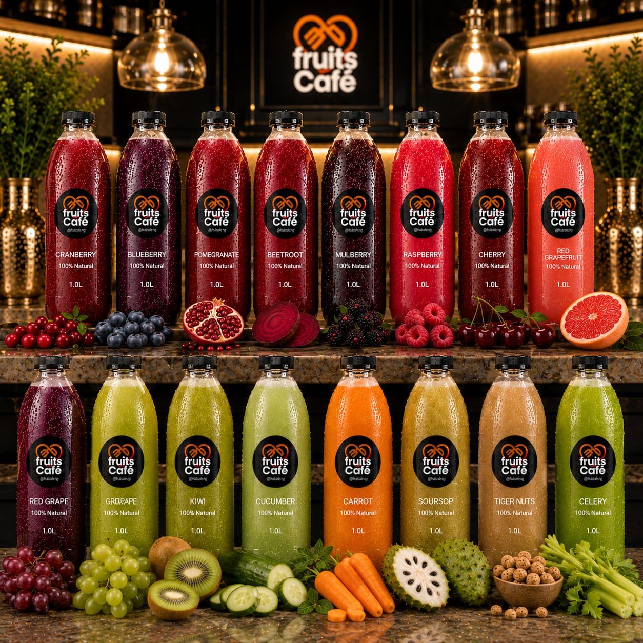 Fruits Café is Nigeria's No. 1 Plain Fruits Juice Vendor delivering 100% natural fruit juice, smoothies, parfait, vegetable salad and fruit salads across Lagos, Abuja, Port Harcourt, Ibadan, Sango Otta and Ilorin 08166079574